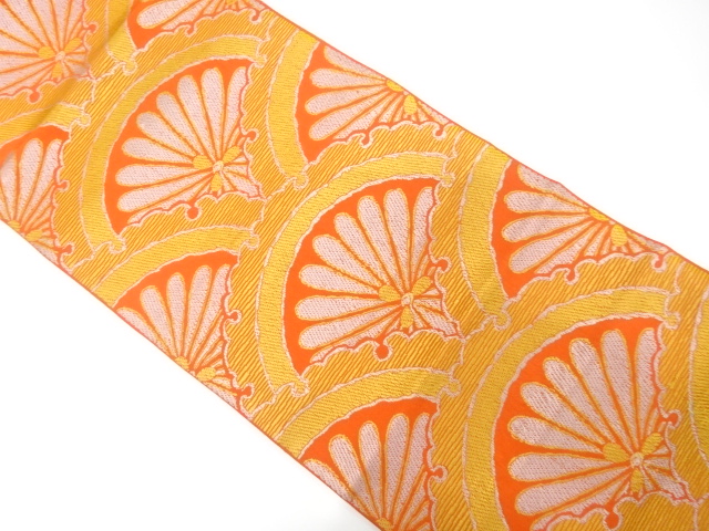 JAPANESE KIMONO / ANTIQUE FUKURO OBI / SILK / WOVEN FLOWER SEIGAIHA